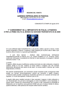 1° cuore artificiale totale per giovani e donne impiantato a Padova