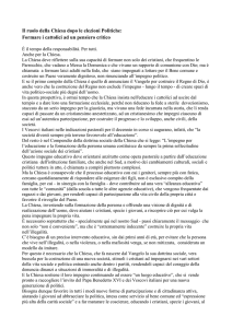 Il ruolo della Chiesa dopo le elezioni Politiche