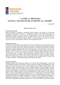 9 marzo 2002 “…oltre la fisiologia: natura e multicultura di fronte al