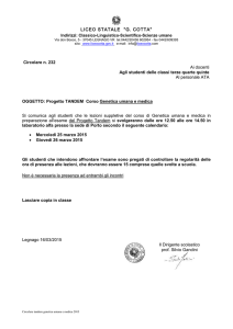 OGGETTO: Progetto TANDEM Corso Genetica umana e medica