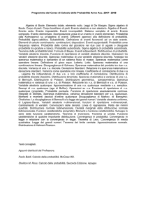 Programma del Corso di Calcolo delle Probabilità