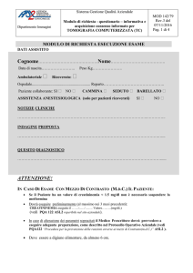 Dipartimento Immagini Sistema Gestione Qualità Aziendale Modulo