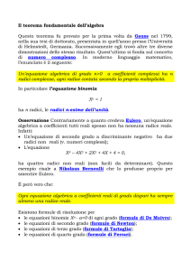 Teorema fondamentale dell`algebra