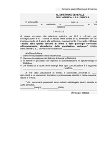 fac-simile domanda Borsa studio per laureato in Statistica