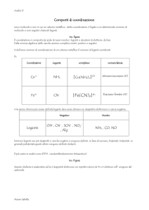 Composti di coordinazione: