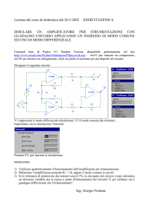 Esercitazione 8: Amplificatore per strumentazione con OPAMP ideale