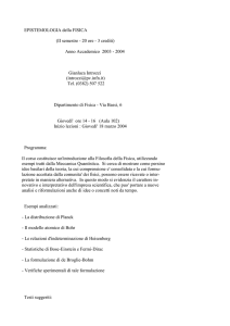 EPISTEMOLOGIA della FISICA