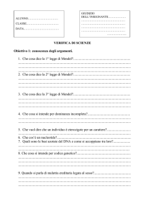 VERIFICA DI SCIENZE Obiettivo 1: conoscenza degli argomenti