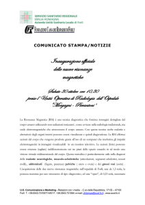Materiale caretellina inaugurazione risonanza