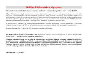 Obbligo di informazione al paziente Gli specialisti sono tenuti ad