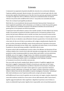 Eutanasia L`eutanasia è un argomento di grande attualità che ormai