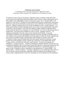 Oculistica senese al top in Toscana per trapianti di cornea.