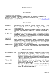 Curriculum - Dipartimento di Scienze Politiche e Sociali