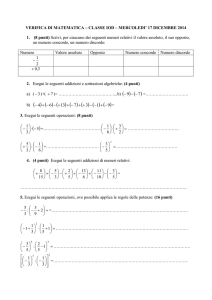 VERIFICA DI MATEMATICA – CLASSE IOD – LUNEDI` 17 DICEMBRE