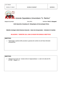A.U.O. Messina Policlinico "G. Martino" SCHEDA DI BUDGET