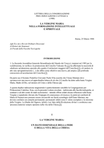 Lettera La Vergine Maria nella formazione intellettuale e spirituale