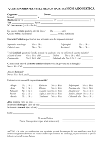 QUESTIONARIO PER VISITA MEDICO-SPORTIVA