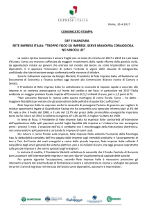 Roma, 18.4.2017 COMUNICATO STAMPA DEF E MANOVRA RETE