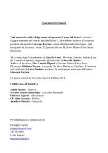 COMUNICATO STAMPA “Nel passato la radice del presente nel