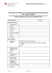 Formulario di notifica per prodotti potenzialmente pericolosi