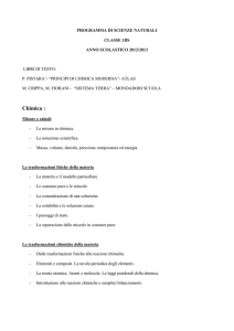 PROGRAMMA DI SCIENZE NATURALI CLASSE 1BS ANNO