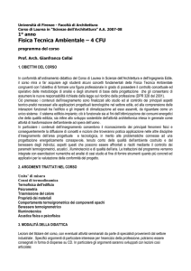 parametri riferiti all`ambiente - Corso di Laurea Triennale in Scienze