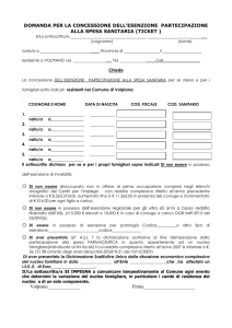 DOMANDA 2008 PER`ESENZIONE TICKET