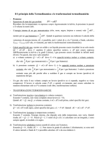 Il I principio della Termodinamica e le trasformazioni