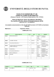 (Anno di Immatricolazione 2010) (approvato nel CF del 26/09/2012)