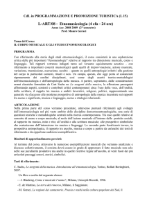 Etnomusicologia (L-ART/08 - 6 CFU). (Geraci M.)