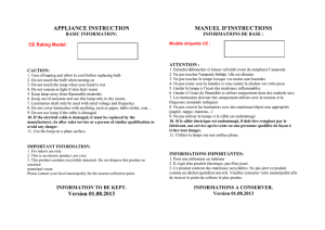 APPLIANCE INSTRUCTION BASIC INFORMATION: Model: Rated