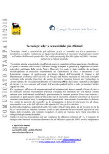 Tecnologie solari e sensoristiche più efficienti Tecnologie solari e