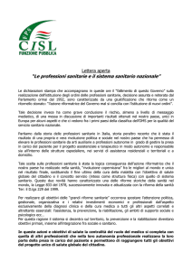 Lettera aperta “Le professioni sanitarie e il sistema sanitario