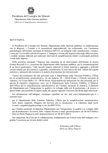 La lettera di presentazione dell`indagine