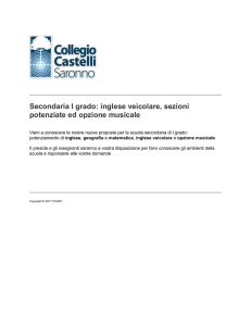 inglese veicolare, sezioni potenziate ed opzione musicale