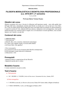 FILOSOFIA MORALE/ETICA E DEONTOLOGIA PROFESSIONALE