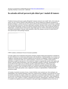 In azienda attivati percorsi più chiari per i malati di tumore