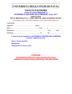 facoltà di economia - Università degli studi di Pavia