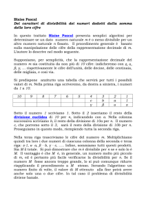 Criteri di divisibilità - Dipartimento di Matematica