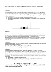 Prova scritta di Fisica con Elementi di Matematica per ISF e