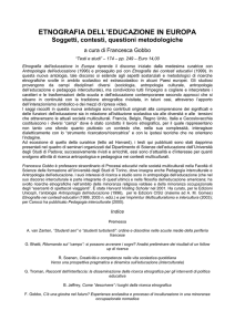 Etnografia dell`educazione in Europa