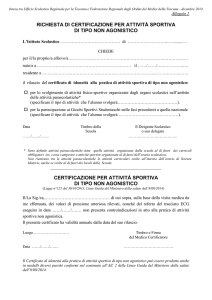 modello richiesta certificazione per attivita` sportiva di tipo non