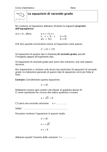 Equazioni di secondo grado - matematica.ch