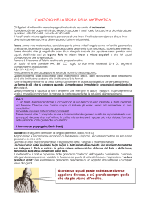Talete considera per primo l`angolo come un`entità geometrica a sé
