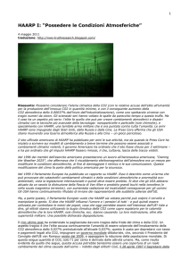 HAARP I: “Possedere le Condizioni Atmosferiche”