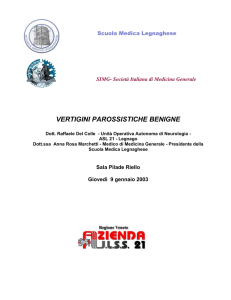 VERTIGINI PAROSSISTICHE BENIGNE