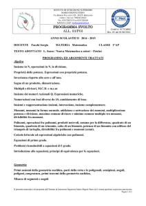 DOCENTE Facchi Sergio MATERIA Matematica CLASSE 1°AP