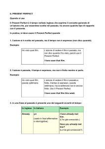 IL PRESENT PERFECT Quando si usa Il Present Perfect è il tempo