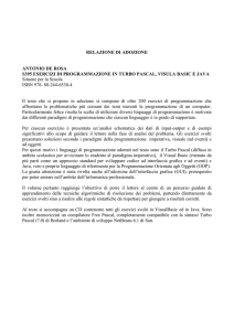 RELAZIONE DI ADOZIONE ANTONIO DE ROSA S395 ESERCIZI DI