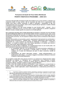 Consulta Nazionale Volontariato Formazione dei Quadri del Terzo